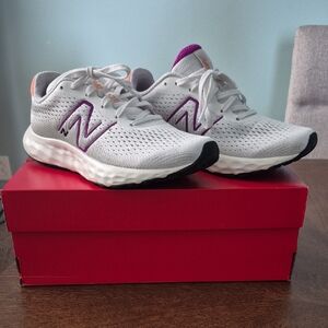 New Balance Gray and Purple Sneakers with Breathable Mesh